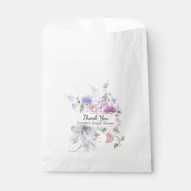 Floral Bouquet Bridal Shower Favor Bag (Front)