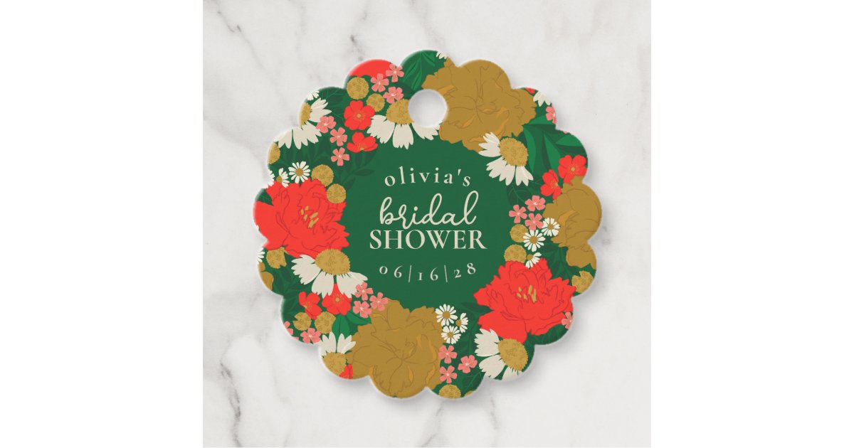 Floral Bouquet Bridal Shower Favor Tags | Zazzle