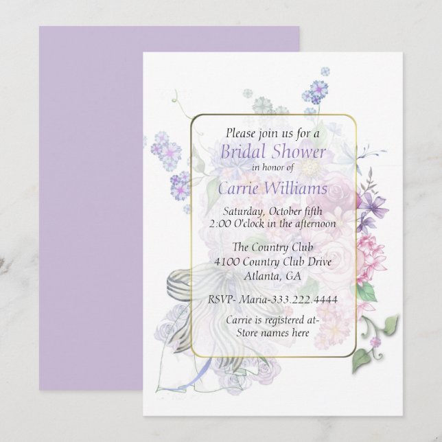Floral Bouquet Bridal Shower Invitation (Front/Back)