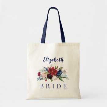 Floral Bouquet Bride Name Tote Bag by MaggieMart at Zazzle