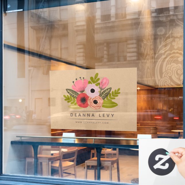 Floral Bouquet Business Promotional Window Window Cling (Cafe Window)