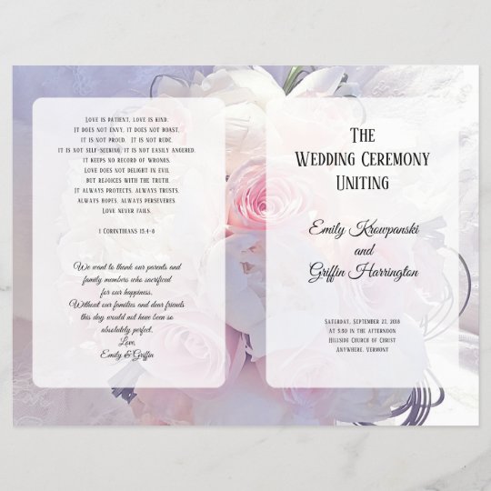 Floral Bouquet Christian Catholic Wedding Program Zazzle Com