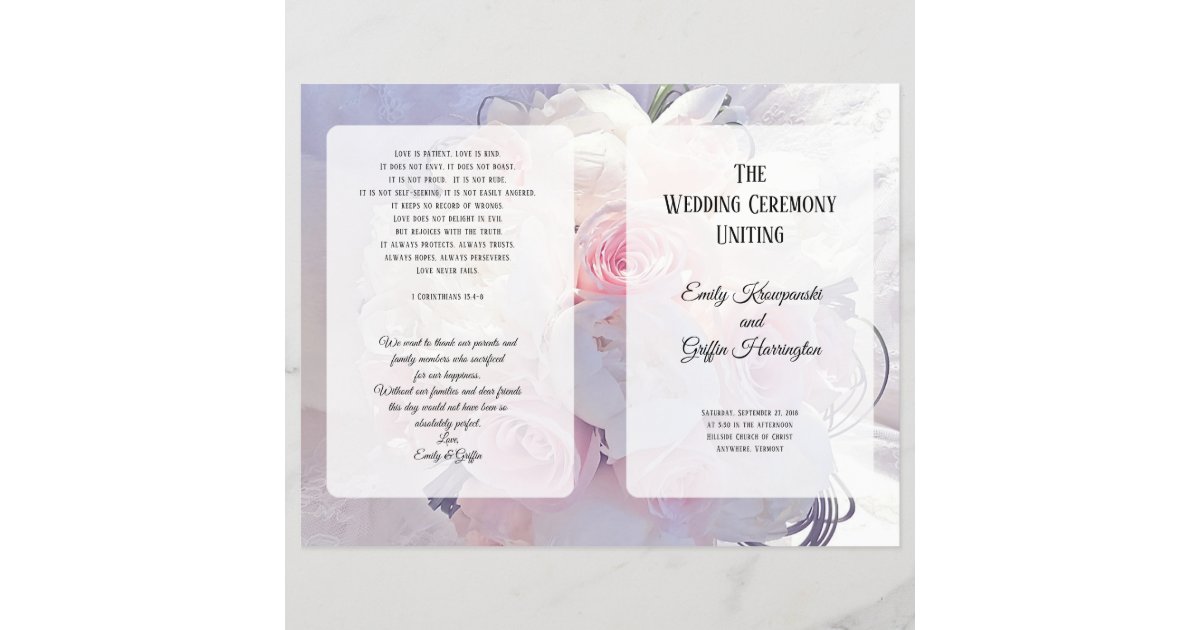 Floral Bouquet Christian Catholic Wedding Program Zazzle Com