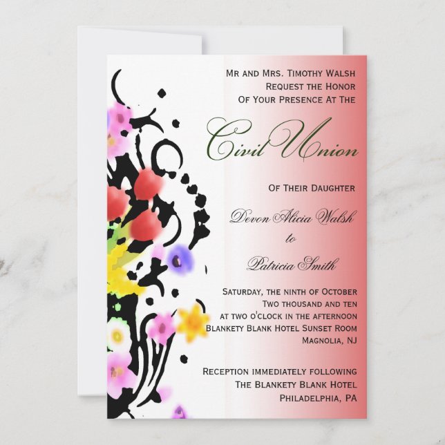 Floral Bouquet Civil Union Invitation (Front)