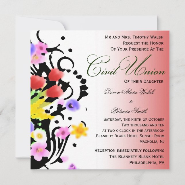 Floral Bouquet Civil Union Invitation (Front)