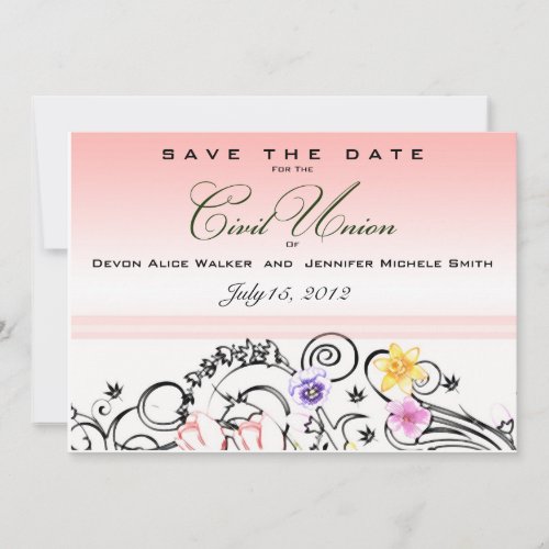 Floral Bouquet Civil Union Save the Date Invite
