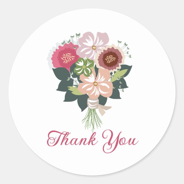 Floral Bouquet Classic Round Sticker (Front)