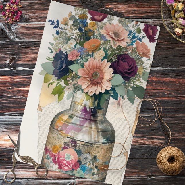Floral Bouquet Collage Decoupage Tissue Paper (Creator Uploaded)