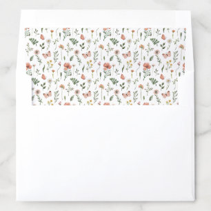 Floral Bouquet Cottage Garden Wedding Invitation Envelope Liner