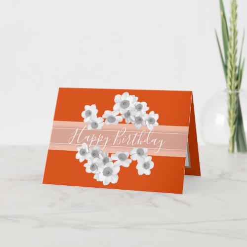 Floral Bouquet Daffodil Flower Orange  Birthday Card