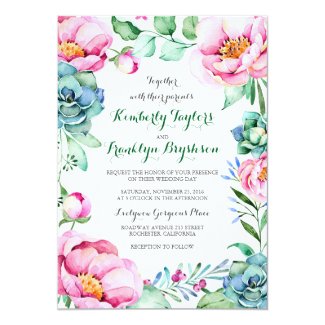 Floral Bouquet Elegant Modern Wedding Card