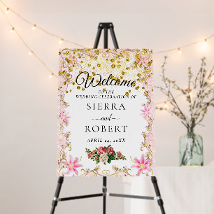 Floral Bouquet Elegant Wedding Welcome Sign