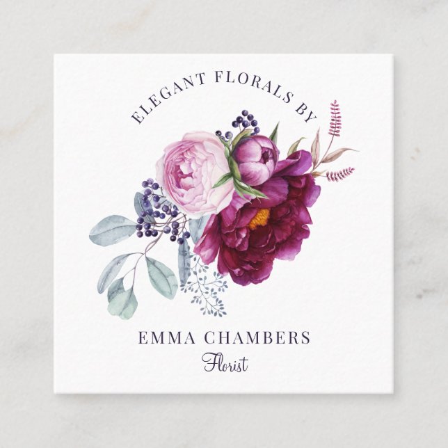 Floral Bouquet Florist Square Business Card (Front)