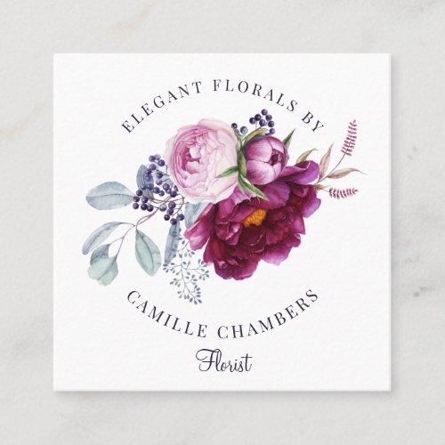 Floral Bouquet Florist Square Business Card