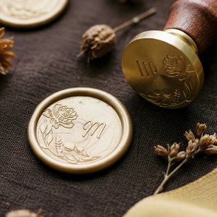 Floral Bouquet Flowers & Greenery Wedding Monogram Wax Seal Stamp