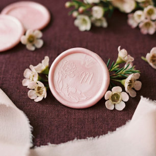 Floral Bouquet Flowers & Greenery Wedding Monogram Wax Seal Sticker