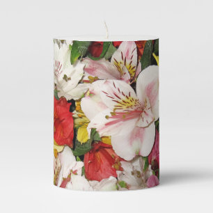 Floral Bouquet Flowers Pillar Candle