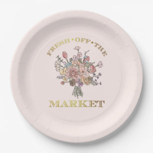 Floral Bouquet Fresh off the Market Bridal Shower Paper Plates