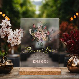 Floral Bouquet Fresh off the Market Flower Bar Acrylic Sign