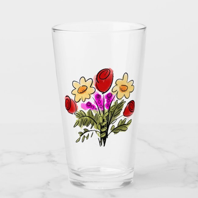 Floral Bouquet Glass Tumbler