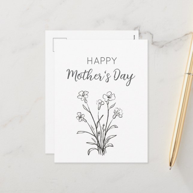 Floral Bouquet Happy Mother's Day Holiday Postcard (Front/Back In Situ)