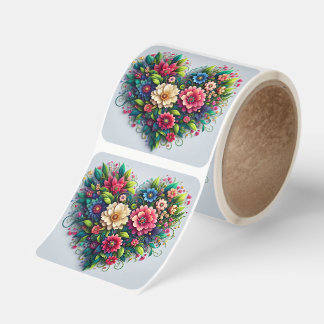 Floral Bouquet Heart Square Sticker