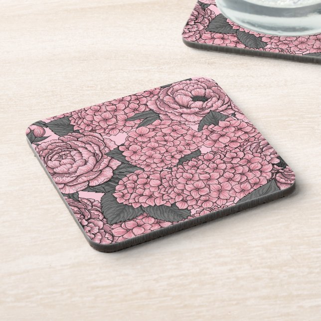 Floral bouquet in pink beverage coaster (Left Side)