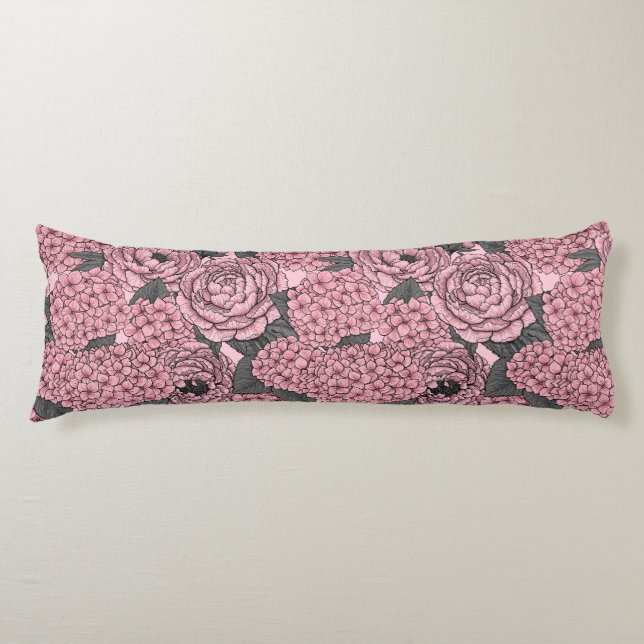 Floral bouquet in pink body pillow (Front)