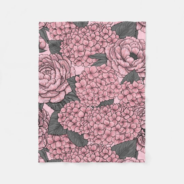 Floral bouquet in pink fleece blanket (Front)