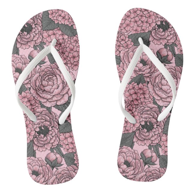 Floral bouquet in pink flip flops (Footbed)