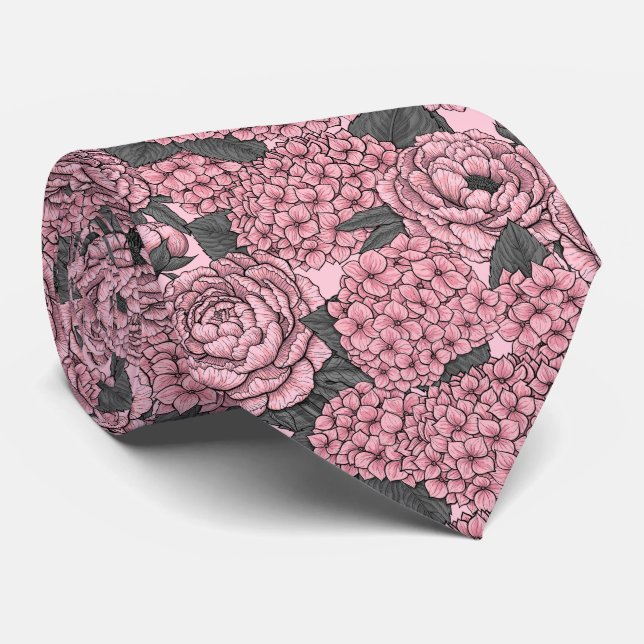 Floral bouquet in pink neck tie (Rolled)