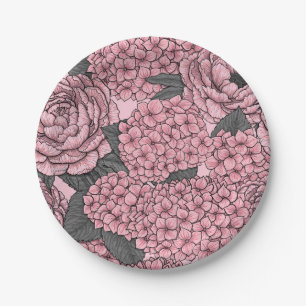 Floral bouquet in pink paper plates