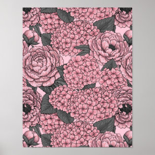 Floral bouquet in pink poster