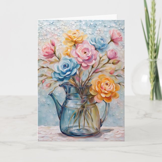 Floral Bouquet In Pitcher Card (Front)