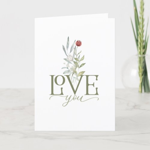 Floral Bouquet LOVE YOU Valentines Holiday Card