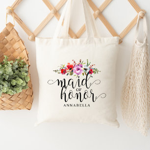 Floral Bouquet Maid of Honor Tote Bag