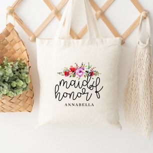 Floral Bouquet Maid of Honor Tote Bag
