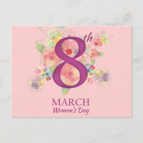 Floral Bouquet March 8 International Womans Day Postcard