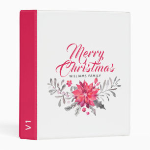 Floral Bouquet & Modern Typography Merry Christmas Mini Binder