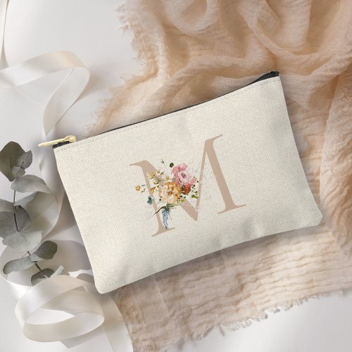 Floral Bouquet Monogram CosmeticAccessory Bag