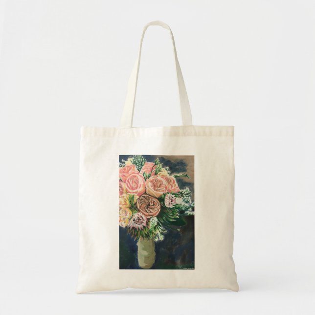 Floral Bouquet Monotype Print Tote Bag (Front)