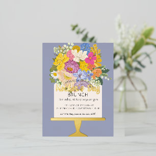Floral Bouquet Mother's Day Brunch Foil Invitation Postcard