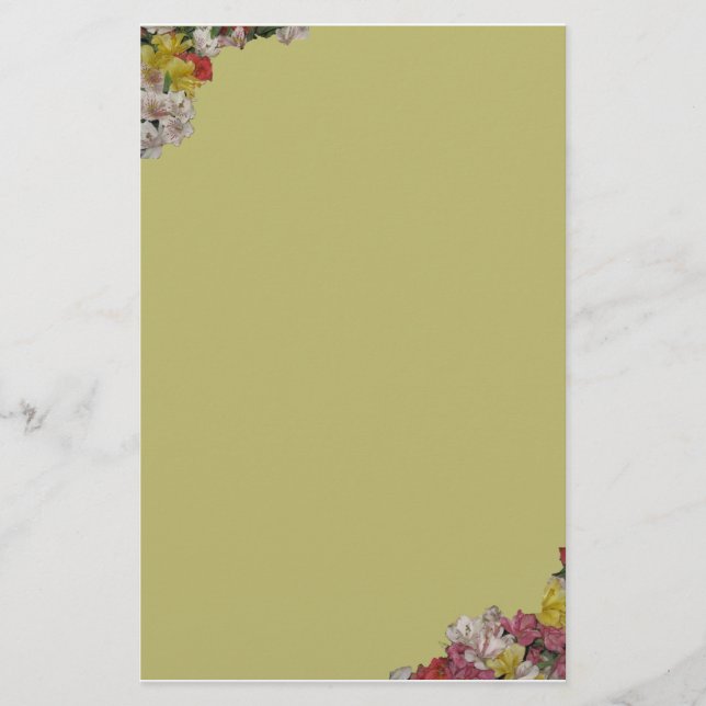 Floral Bouquet on Light Gold Stationery (Front)