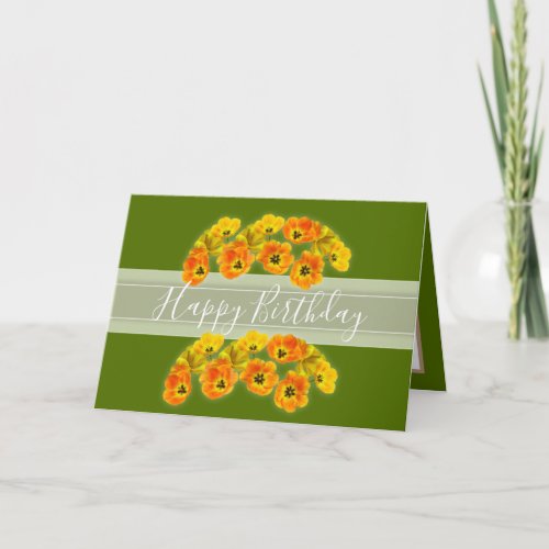 Floral Bouquet Orange Tulip Flowers Girl Birthday Card