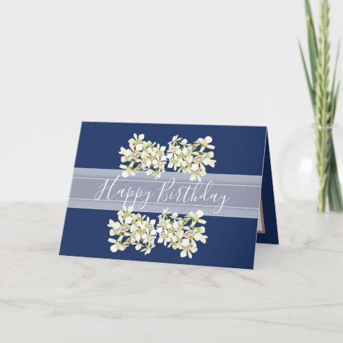 Floral Bouquet Orchid Flower Blue Girl Birthday Card