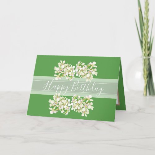 Floral Bouquet Orchid Flower Green Girl Birthday Card