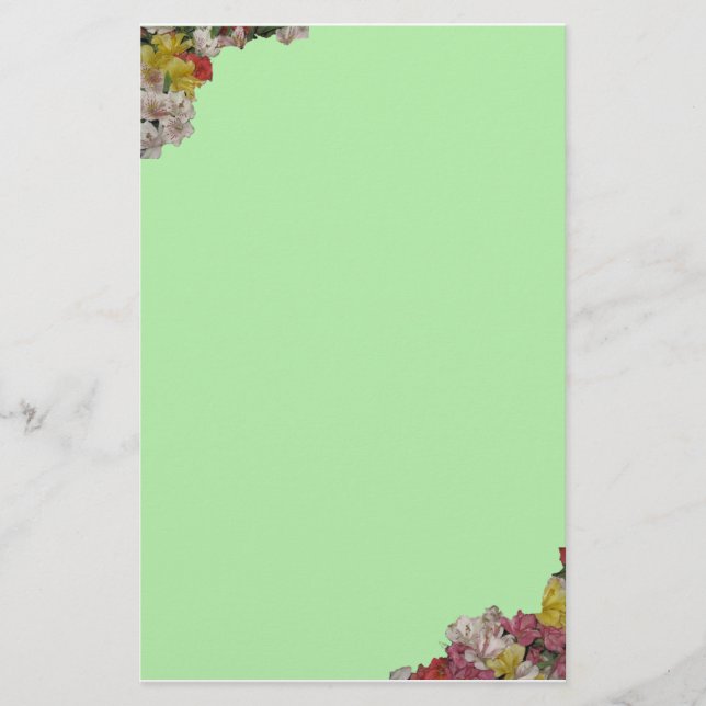 Floral Bouquet over Light Green Stationery (Front)