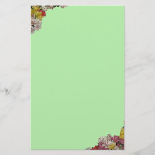 Floral Bouquet over Light Green Stationery