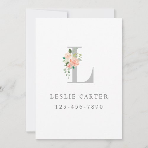 Floral Bouquet over Personalized Monogram Initial Invitation
