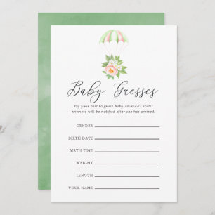 Floral Bouquet Parachute Baby Shower Baby Guesses Invitation